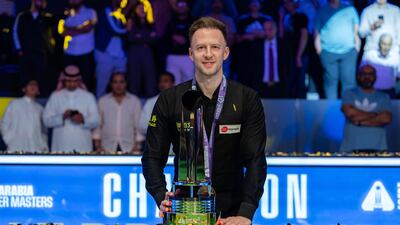 Judd Trump after his dramatic victory over Mark Williams in the Saudi Arabia Snooker Masters final on September 7, 2024. Photo: Saudi Arabia Ministry of Sport