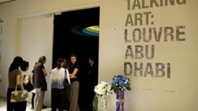 People wait for the first tour of 'Talking Art: Louvre Abu Dhabi' on May 28 2009 at Emirates Palace.