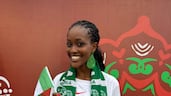 A Nigerian supporter outside the Fez Stadium, Fes, Morocco ahead of the last-16 Africa Cup of Nations match. All photos: Andy Mitten for The National