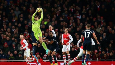 Damian Martinez of Arsenal catches the ball during his side's 1-0 win against Southampton on Wednesday at the Emirates Stadium. Michael Steele / Getty Images