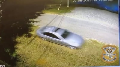 Screenshot of a suspect arriving at the scene before the explosion that destroyed the Guidestones on July 6. Reuters