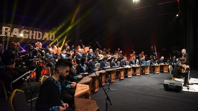 He opened the concert by playing 'Good Morning Baghdad' with mournful tremolos on oud. Photo: The National Ensemble of the Iraqi Musical Heritage