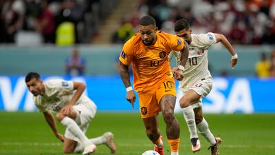 Memphis Depay on the attack for the Netherlands. AP