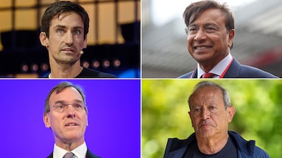 Clockwise from top left: Guillaume Pousaz, Lakshmi Mittal, Nassef Sawiris and Richard Gnodde have all moved away from the UK