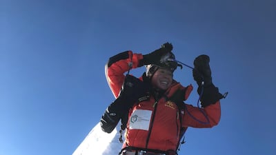 Dolores Al Shelleh on the summit of Mount Manaslu in Nepal. Courtesy of Ms Al Shelleh