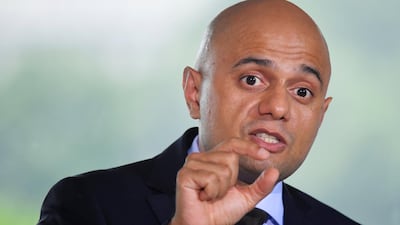 Britain's Home Secretary Sajid Javid makes a speech in central London. Toby Melville / Reuters