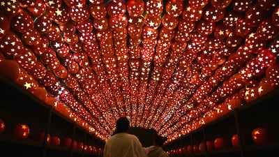Carved pumpkins on display at The Great Jack O'Lantern Blaze in Croton-on-Hudson, New York, ahead of Halloween. AFP