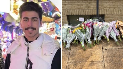 Left: Mohammed Alqassem. Right: Floral tributes left outside a building in Mill Park, Cambridge. Photo: Supplied / PA