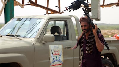 Yemeni government forces backed by the Saudi-led coalition hold position after gaining territory outside the port of Hodeidah in western Yemen. Saudi coalition spokesman Turki Al Malilki says Yemeni forces are abour 20km from the port. EPA