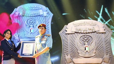 Ras Al Khaimah Police achieved a record for the largest police badge in the UAE earlier this year. Courtesy Guinness World Records