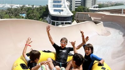 Kids enjoy one of the rides at Wild Wadi water park in Dubai. Jaime Puebla / The National