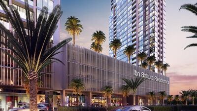 Ibn Battuta Residences, Nakheel’s new twin-tower residential project, was unveiled at Cityscape Global. Courtesy Nakheel