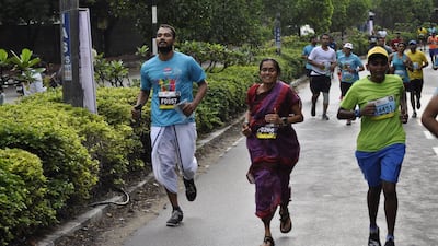 Jayanthi Sampathkumar broke the Guinness World Record for fastest running in a sari in a marathon in 2017