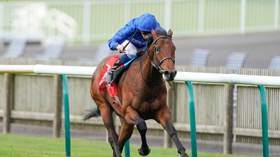 William Buick riding One Ruler at the Emirates Autumn Stakes at Newmarket Racecourse. Getty