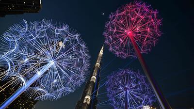 A light installation at the Burj Khalifa in Dubai, the world's tallest building. AFP