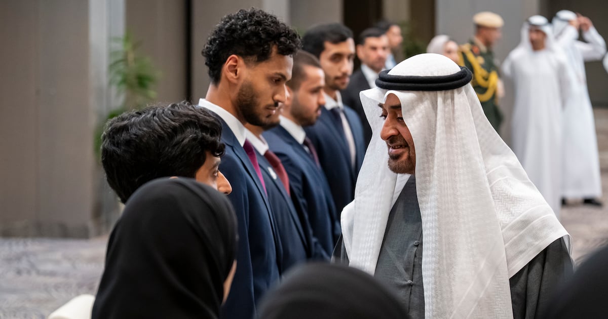 Präsident Scheich Mohammed trifft während eines Staatsbesuchs Emiratis ...