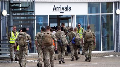 The troops arrive at RAF Brize Norton. Reuters