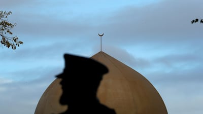 A police officer outside the Masjid Al Noor mosque in Christchurch, New Zealand, March 17, 2019. REUTERS