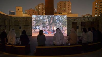 The Otolith Group's 'O Horizon', 2018. A video installation on view at Xenogenesis, Sharjah Art Foundation, 2021. Photo: Shanavas Jamaluddin