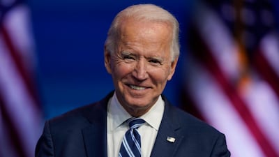 President-elect Joe Biden smiles as he speaks at The Queen theater in Wilmington, Delaware. AP Photo