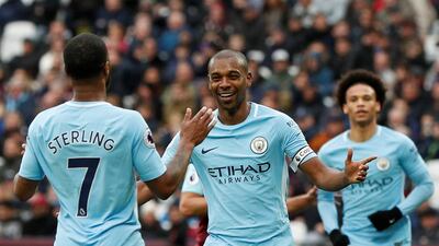 Manchester City's players had plenty to celebrate on Sunday as they won 4-1 at West Ham United. John Sibley / Action Images via Reuters