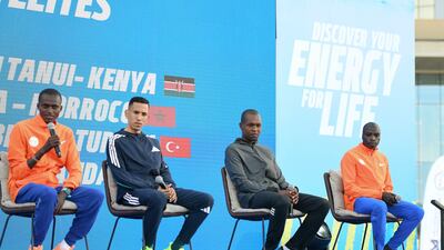 Elite male athletes during the press conference for the upcoming Abu Dhabi Marathon, Abu Dhabi. Khushnum Bhandari / The National