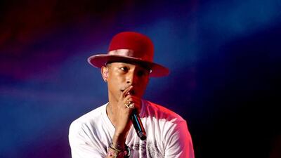 Pharrell Williams performing at du Arena on on Saturday. He will be back in the UAE for a concert on December 31. Delores Johnson / The National