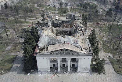 The ruined theatre after the air strike. Reuters