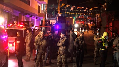Lebanese soldiers block the main entrance of Burj Shamali Palestinian refugee camp, in the southern port city of Tyre. AP