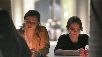 Students at New York University Abu Dhabi hold a vigil on Saadiyat Island in solidarity with the victims of the Christchurch mosque shootings and their families. Khushnum Bhandari for The National