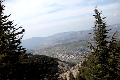 A view of the Lebanese village of Barouk from the cedar reserve mountain. The trees are now under threat from climate change and other challenges. Bryan Denton for The National