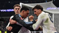 Morgan Rogers and Joao Palhinha clash after the final whistle. PA