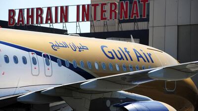 A Gulf Air Airbus A330 airliner stands at the passenger terminal at Bahrain international airport. Phil Weymouth / Bloomberg