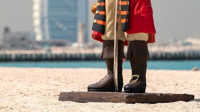 A pirate on Kite Beach in front of the Burj Al Arab in Dubai. Chris Whiteoak / The National