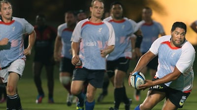 Abu Dhabi Saracens alignment with the London-based club’s growing network of affiliates will benefit players, such as Clendon Pene, right, with the ball. Delores Johnson / The National