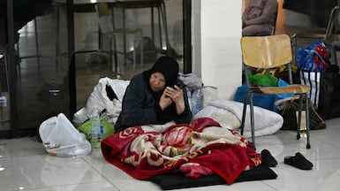 A school turned into a shelter north of Beirut, as Israel orders huge parts of Lebanon's population to leave their homes. AFP
