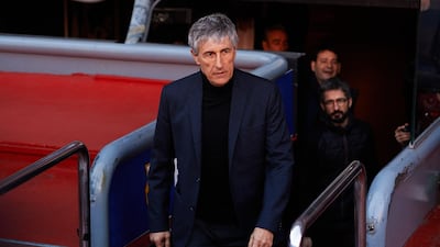 Barcelona manager Quique Setien at Camp Nou on Tuesday. Getty Images