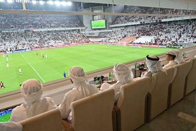 Dignitaries watch a derby between Al Jazira and Al Wahda football clubs at Mohamed Bin Zayed Stadium in Abu Dhabi. WAM