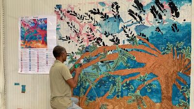 After it was completed, the carpet was shipped back to Hands' UAE showroom, and will now be on show at their Dubai Design District stall.