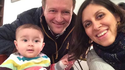 Ms Zaghari-Ratcliffe with her husband and their daughter Gabriella. Ms Zaghari-Ratcliffe was detained in Tehran in April 2016 on trumped-up charges of espionage and has already served a full five-year jail term. AFP