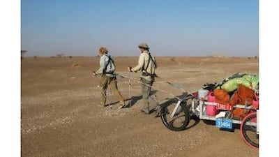 Readers admire the efforts of desert trekkers Alastair Humphreys and Leon McCarron in recreating one of the journeys of the late British adventurer Wilfred Thesiger. John Henzell / The National