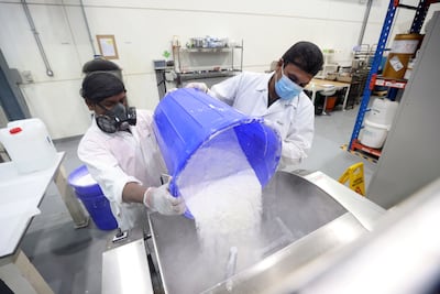 The soap is crushed and then repurposed through a machine. Chris Whiteoak / The National