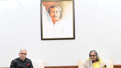 India’s Foreign Secretary Vinay Mohan Kwatra with Bangladesh Prime Minister Sheikh Hasina during a visit to Dhaka. Photo: Indian Government