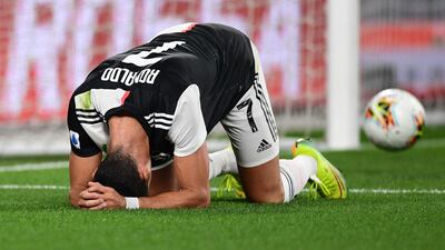 Cristiano Ronaldo after missing a goal opportunity. AFP