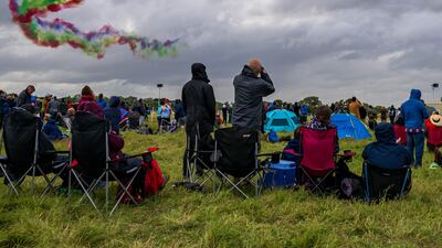 The UAE National Aerobatics Team, Fursan Al Emarat, perform in the Royal International Air Tattoo in Fairford, Gloucestershire. Photo: @fursanalemarat7 / Twitter