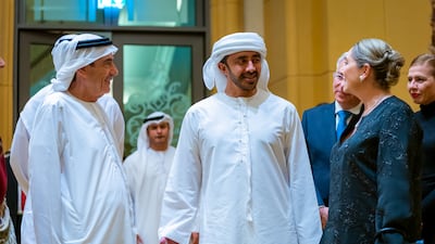 Sheikh Abdullah bin Zayed, Minister of Foreign Affairs and International Co-operation, met Israel's first lady Michal Herzog in Abu Dhabi on Tuesday. All photos: WAM