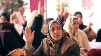 Money from the US has helped fund seminars on democracy like this one in the Egyptian city of Toukh.