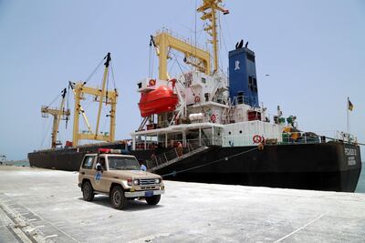 Coastguard officers patrol at the port of Hodeidah earlier this year. Both sides in the conflict are observing a shaky ceasefire. EPA