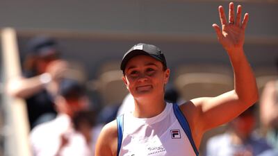 Ashleigh Barty celebrates victory over Bernarda Pera. Getty