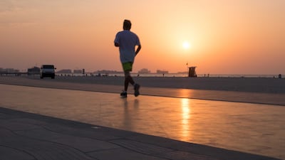 A low-key workout or light jog before sunset is a good way to still get in exercise during Ramadan. Getty Images